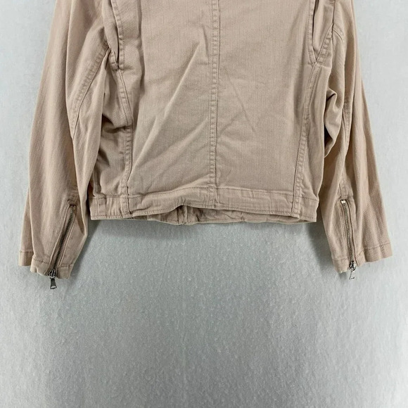 Banana Republic Jacket Women's Sz M Blush Pink Full-Zip Cropped Motorcycle Coat - Picture 10 of 12